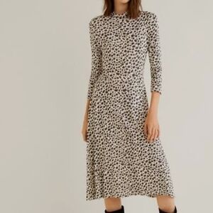 Mango Monochrome Patterned Midi Dress